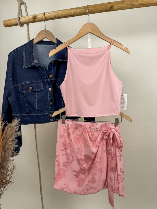 Μπλούζα crop top ραντάκι παρτή πλάτη