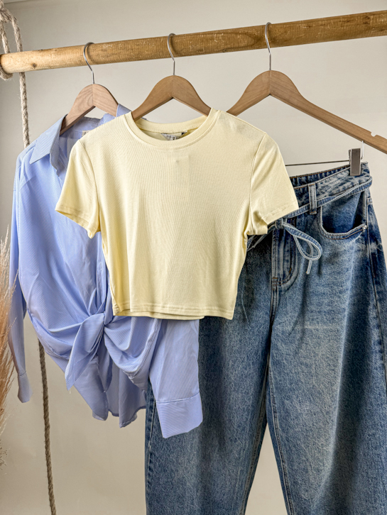 Μπλούζα t-shirt crop κοντομάνικη