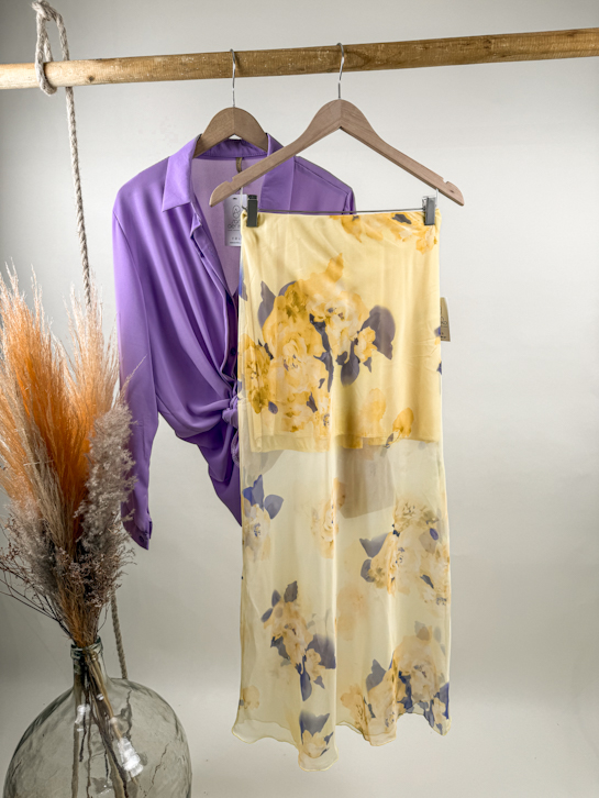 Φούστα maxi floral see-through