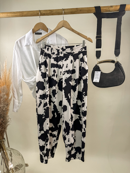 Παντελόνι cow print λάστιχο μέση