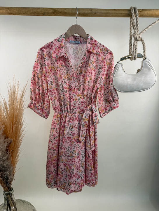 Φόρεμα mini floral κρουαζέ