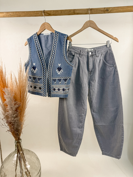 Γιλέκο τζιν boho