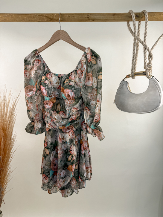 Φόρεμα mini ντραπέ floral