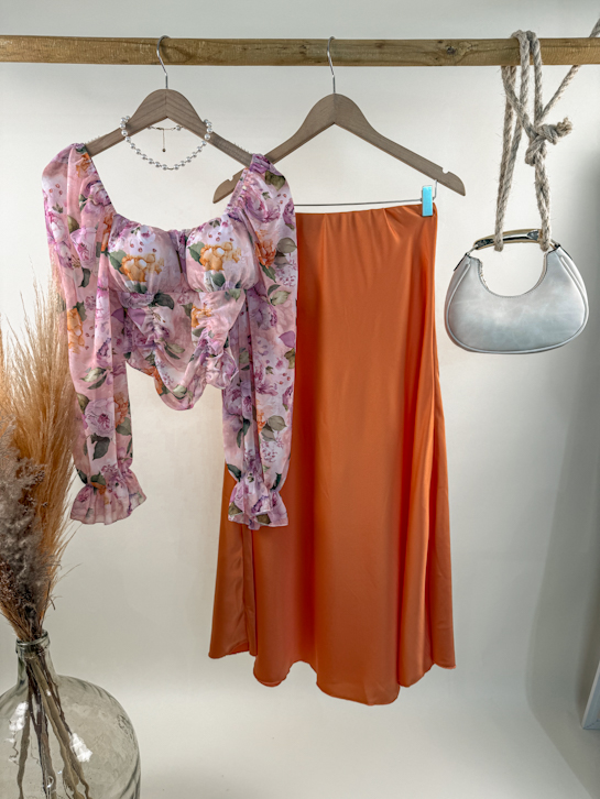 Μπλούζα crop floral κορσές